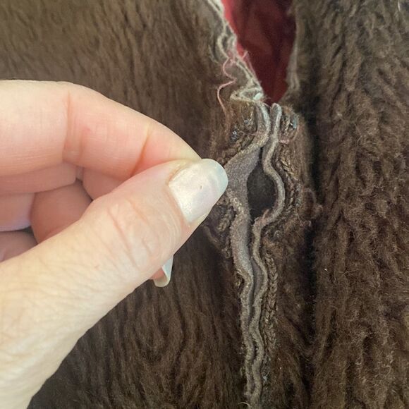 Vintage 70's Chocolate Brown Suede Leather Penny Lane Coat with Faux Fur Collar - Picture 14 of 15